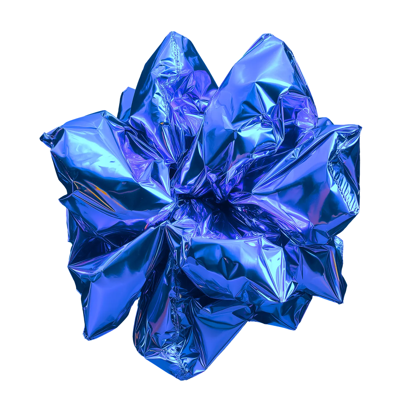 Crinkled metallic blue foil.