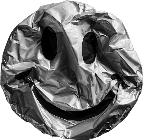 Crinkled foil smiley face.