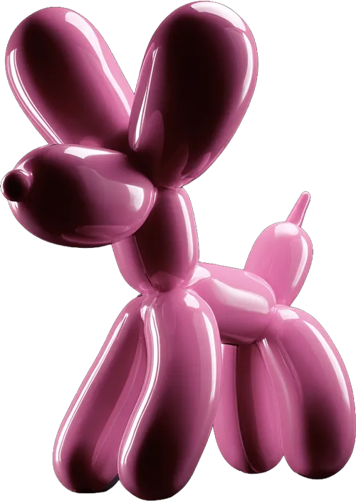 Shiny pink balloon dog.