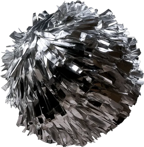 Shiny silver pom-pom.
