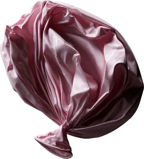Deflated pink balloon.