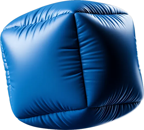 Shiny blue cube.